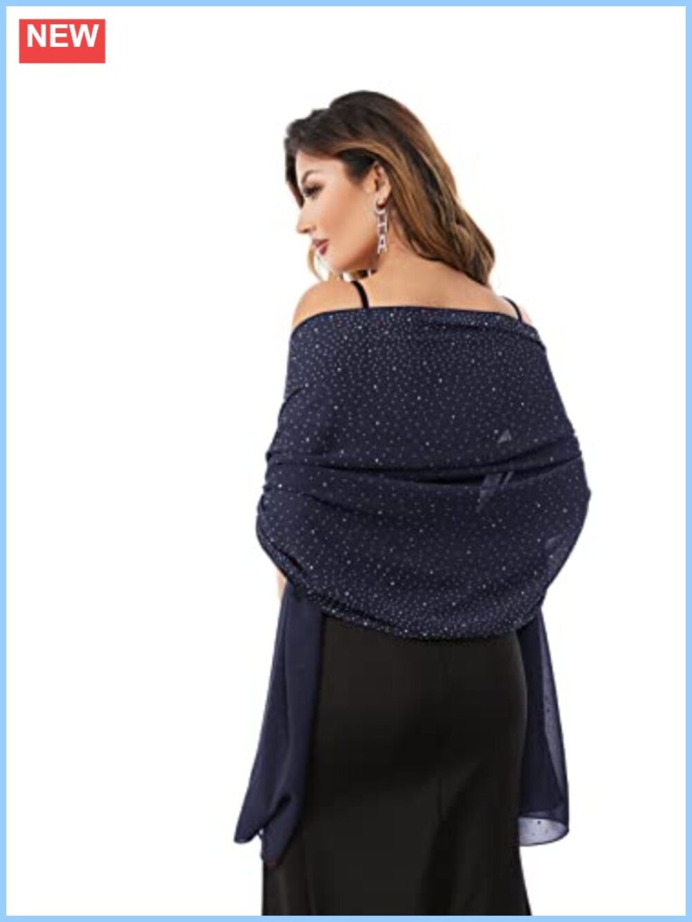 Chiffon Rhinestone Glitter Shawl Wrap Evening Wedding Bridesmaid Scarf